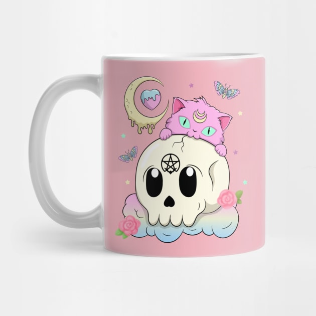 Creepy Kawaii Kitty with Skull Pastel Goth by Sugoi Otaku Gifts